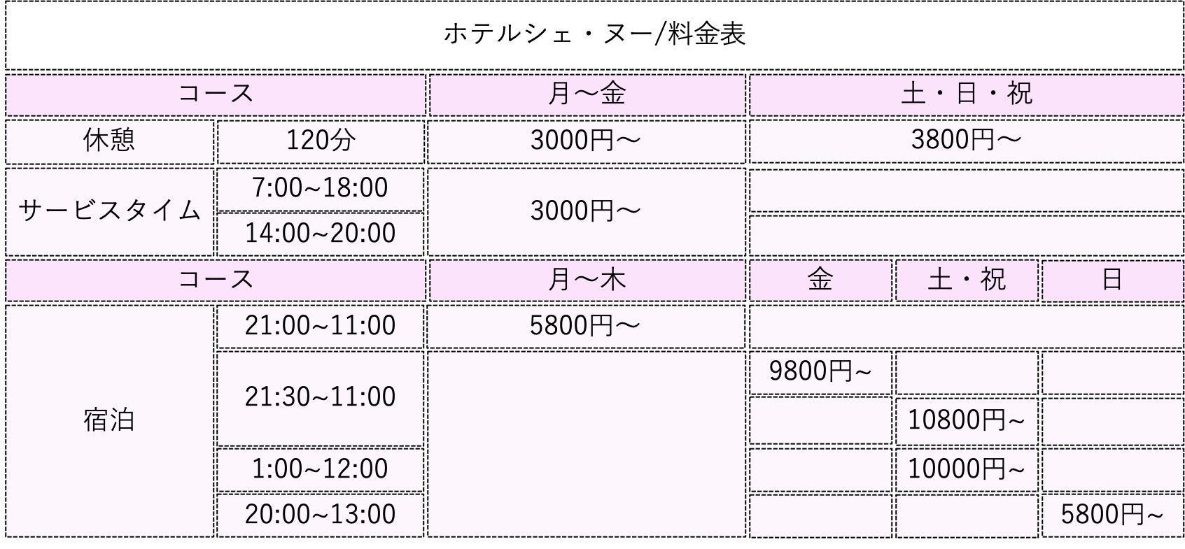 SK PLAZA2 料金表
